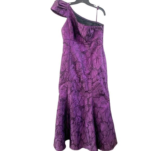 Aidan Mattox One Shoulder Purple Jacquard Gown Formal Evening Maxi Dress Sz 10 - Picture 2 of 12